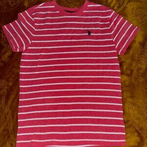 U.S. Polo Assn. Boy's Peach & White Striped T-Shirt Size XXL Short Sleeve Tee
